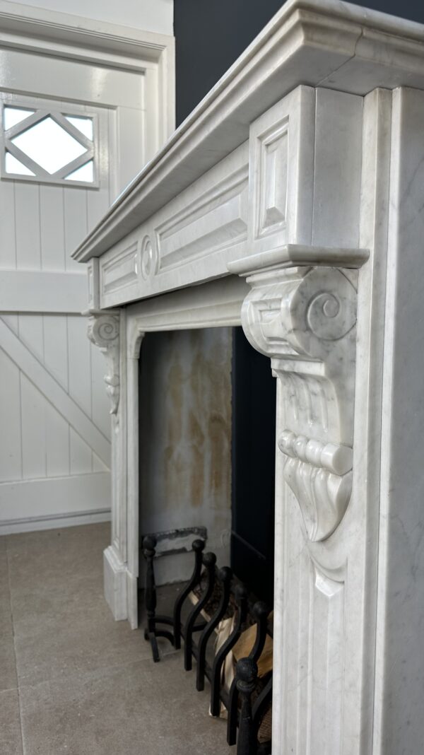 Antique fireplace white marble