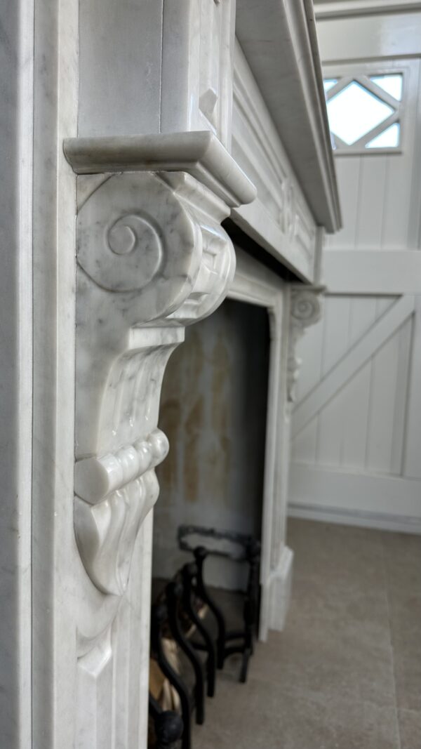 Antique fireplace white marble