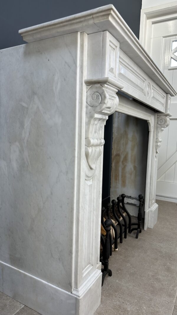 Antique fireplace white marble
