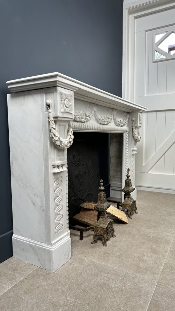 Antique Fireplace White Garland fireplace