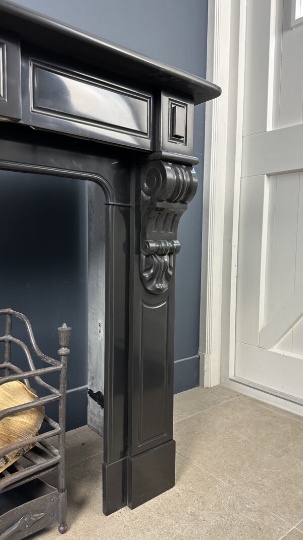 Beautiful Deep Antique Circular Fireplace Black Marble - Image 4