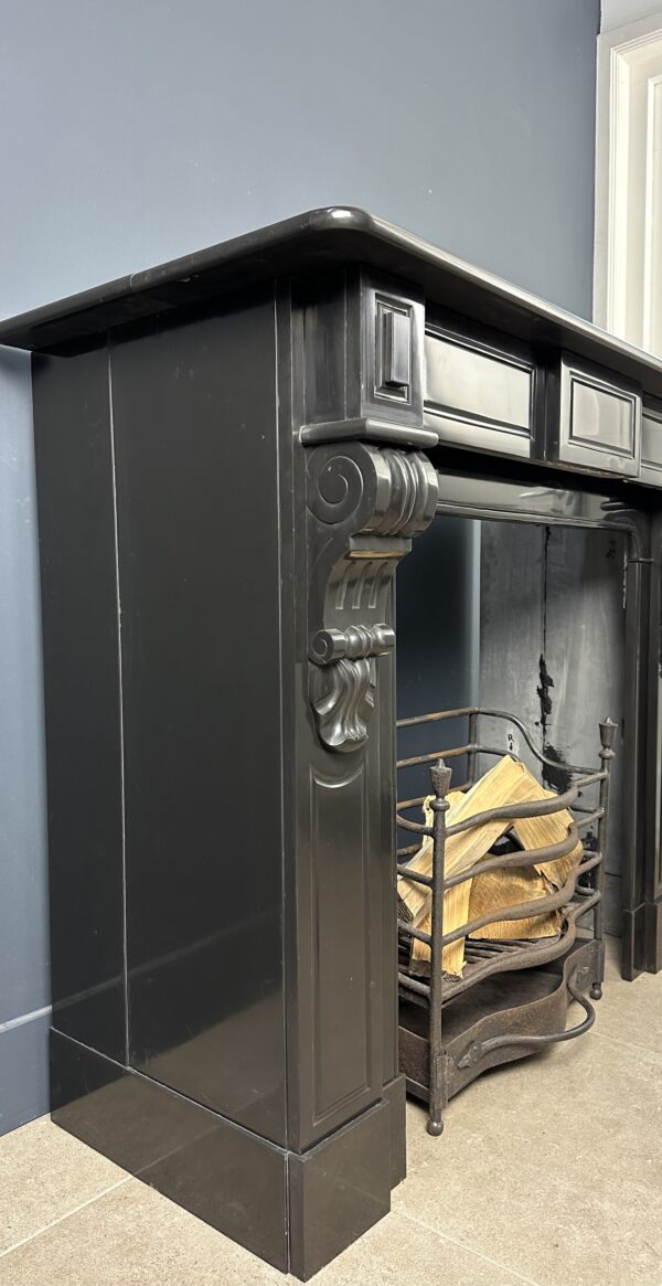 Beautiful Deep Antique Circular Fireplace Black Marble - Image 9