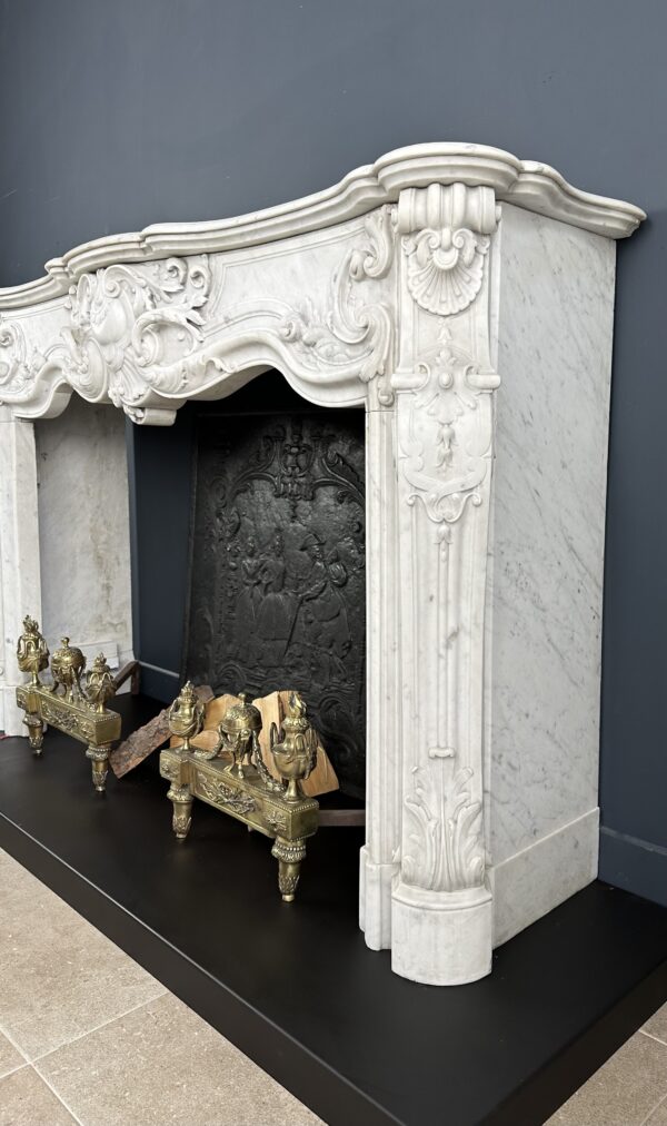 Exclusieve Antieke Louis XV Carrara Wit Marmeren Schouw - Afbeelding 9
