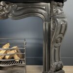 Black Marble Antique Shell Circular Fireplace 45 Degrees