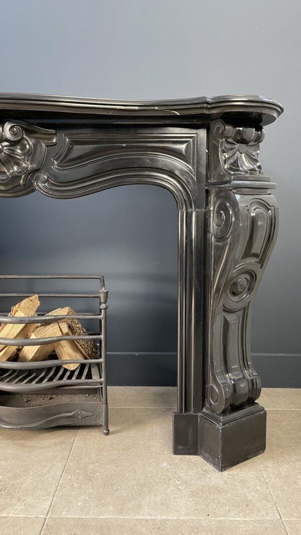 Black Marble Antique Shell Circular Fireplace 45 Degrees