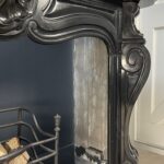 Black Marble Antique Shell Circular Fireplace 45 Degrees