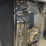 Black Marble Antique Shell Circular Fireplace 45 Degrees