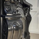 Black Marble Antique Shell Circular Fireplace 45 Degrees