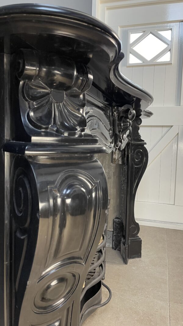 Black Marble Antique Shell Circular Fireplace 45 Degrees