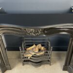 Black Marble Antique Shell Circular Fireplace 45 Degrees