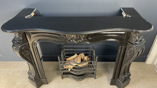 Black Marble Antique Shell Circular Fireplace 45 Degrees