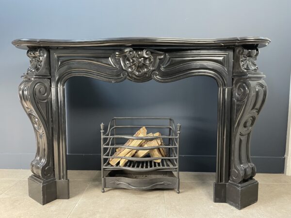 Black Marble Antique Shell Circular Fireplace 45 Degrees
