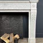 Prachtige Franse Antieke Louis XV Front Schouw in Carrara Marmer