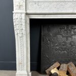 Beautiful French Antique Louis XV Front Fireplace in Carrara Marble