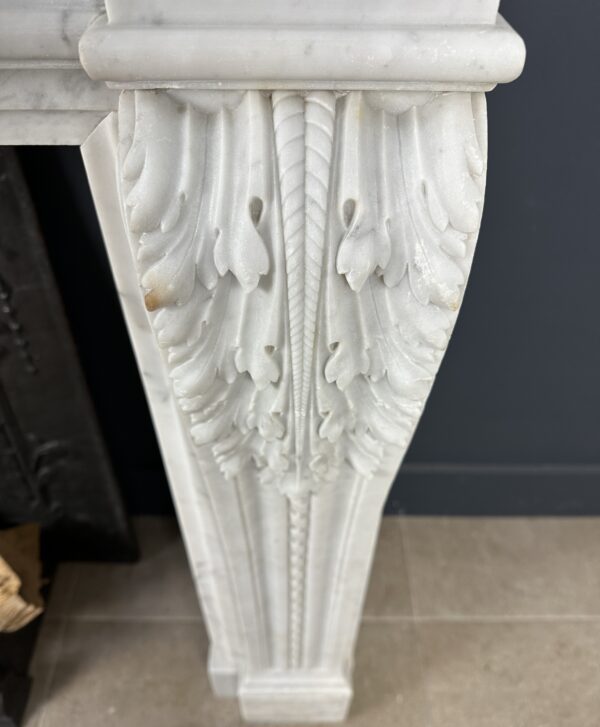 Beautiful French Antique Louis XV Front Fireplace in Carrara Marble