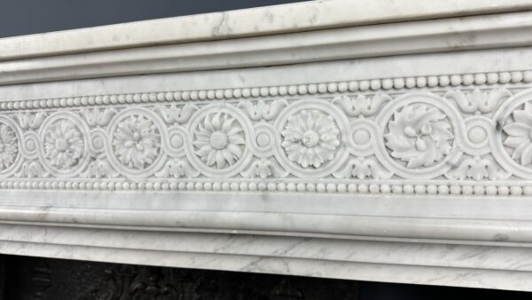 Beautiful French Antique Louis XV Front Fireplace in Carrara Marble