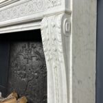 vBeautiful French Antique Louis XV Front Fireplace in Carrara Marble