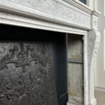 Beautiful French Antique Louis XV Front Fireplace in Carrara Marble