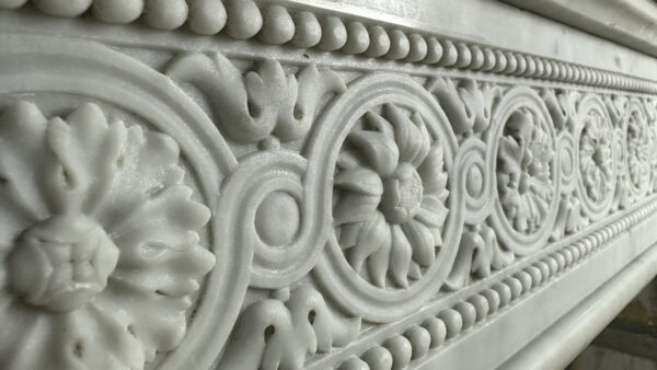 Beautiful French Antique Louis XV Front Fireplace in Carrara Marble