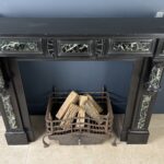 Grote Antiek Baluster Schouw Zwart & Groen Marmer
