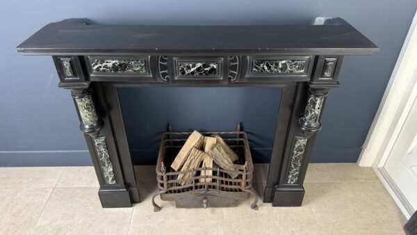 Grote Antiek Baluster Schouw Zwart & Groen Marmer