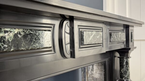 Grote Antiek Baluster Schouw Zwart & Groen Marmer