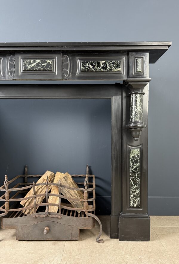 Grote Antiek Baluster Schouw Zwart & Groen Marmer