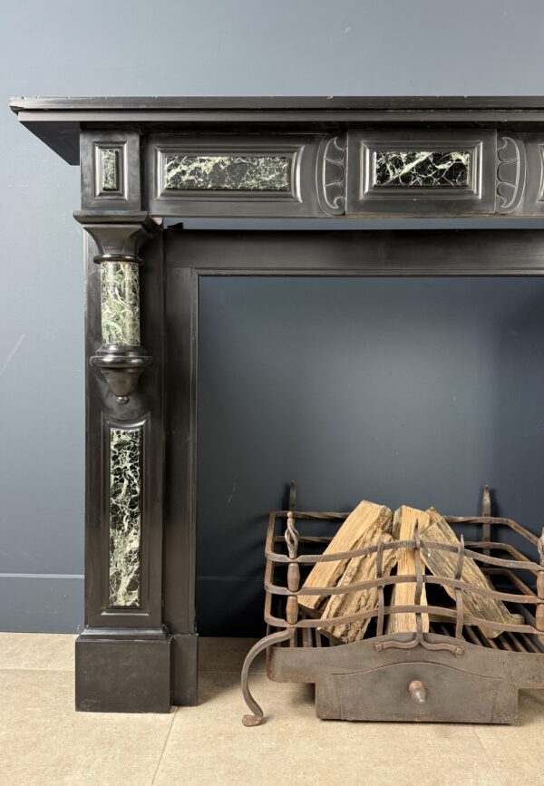 Grote Antiek Baluster Schouw Zwart & Groen Marmer