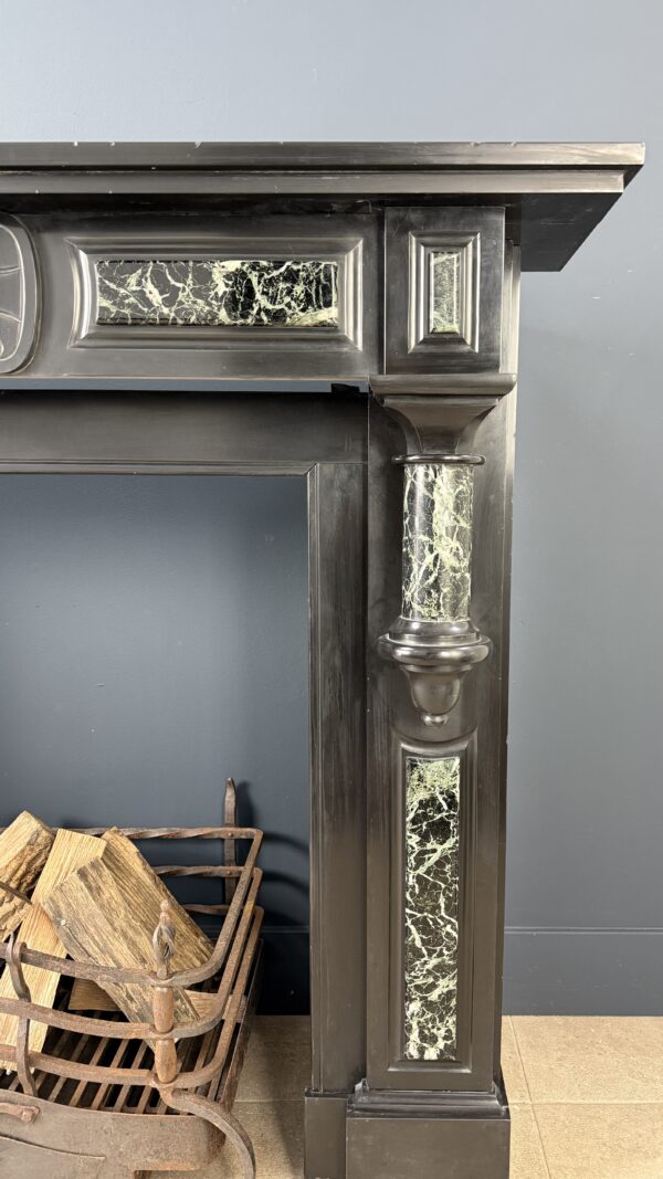 Grote Antiek Baluster Schouw Zwart & Groen Marmer